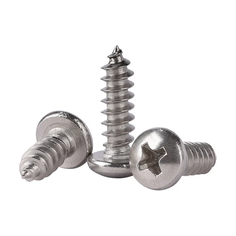 304 Stainless Steel Round Head Cross-Recessed Self-Tapping Screws 845 Pan Head Pointed Tip Electronics Small M1M2-M8