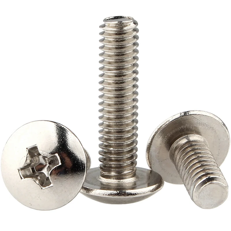 Large Truss Head Machine-Thread Cross-Recessed Pan Head Screws TM Iron Nickel-Plated Mushroom Truss Head Black Zinc Threaded