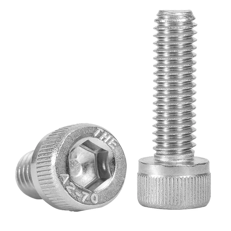 304 Stainless Steel Socket Head Cap Screws Cylindrical Head Knurled Screws Socket Cap Head Hex Socket Bolts 2M3M4M5M6M8