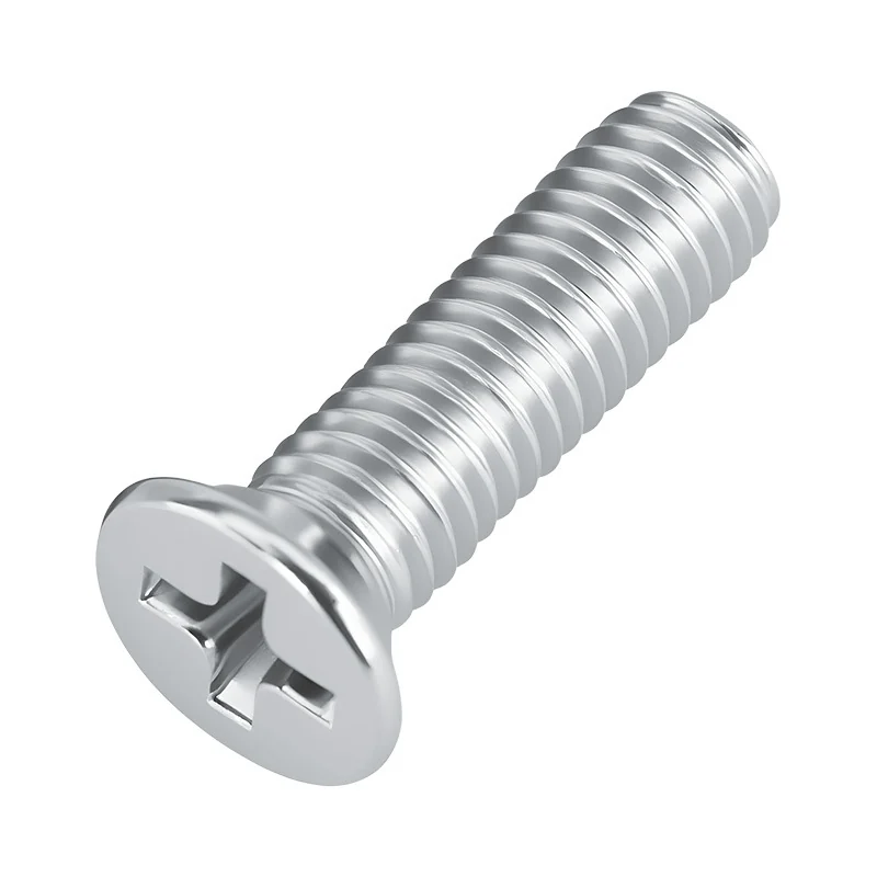 Carbon Steel Machine-Thread Cross-Recessed Countersunk Head Screws KM White Zinc-Plated Flat Head Chinese National Standard m2m2.5m3m4m5m6m8