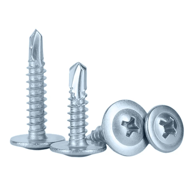 Blue-White Zinc-Plated Cross-Recessed Large Truss Head Washer Round Head Self-Tapping Self-Drilling Screws Zinc-Plated With Washer
