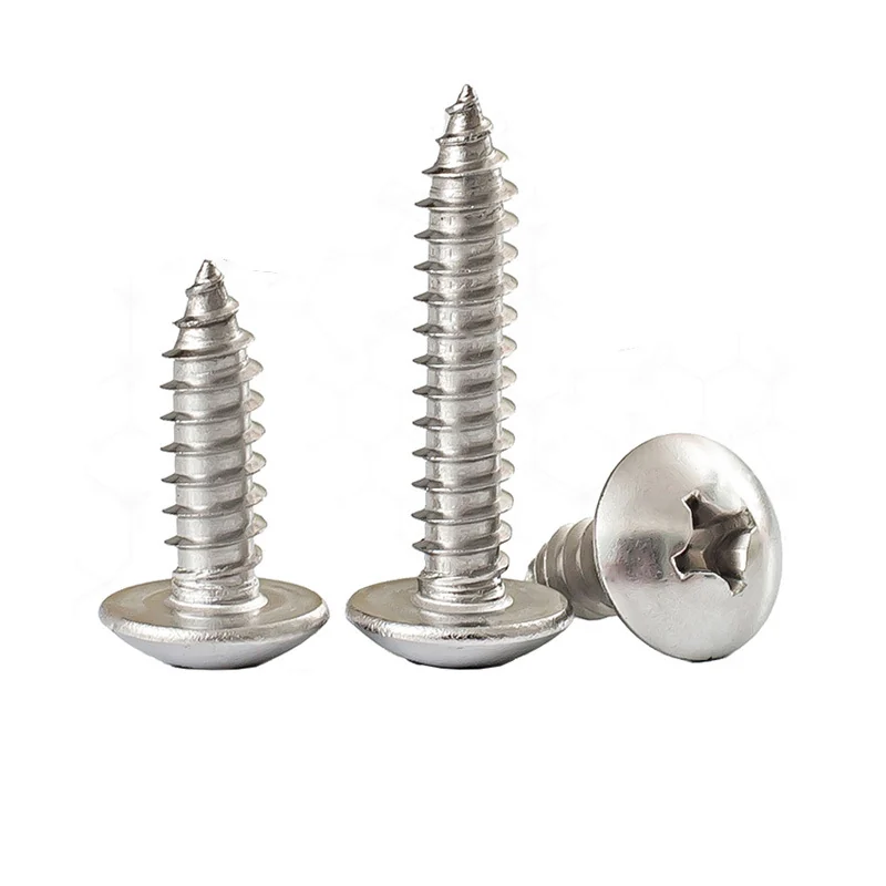 Mu Jin.201 Stainless Steel Cross-Recessed Large Truss Head Self-Tapping Screws / Wood Screws M3-M5 / GB407 Screws