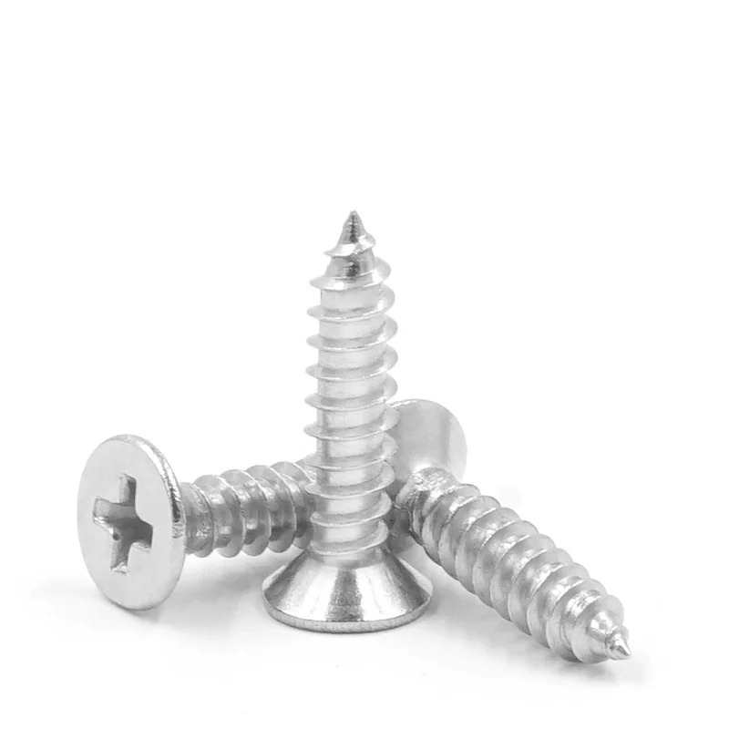 304 Stainless Steel Cross-Recessed Self-Tapping Screws Flat Head KA Wood Thread Countersunk Head