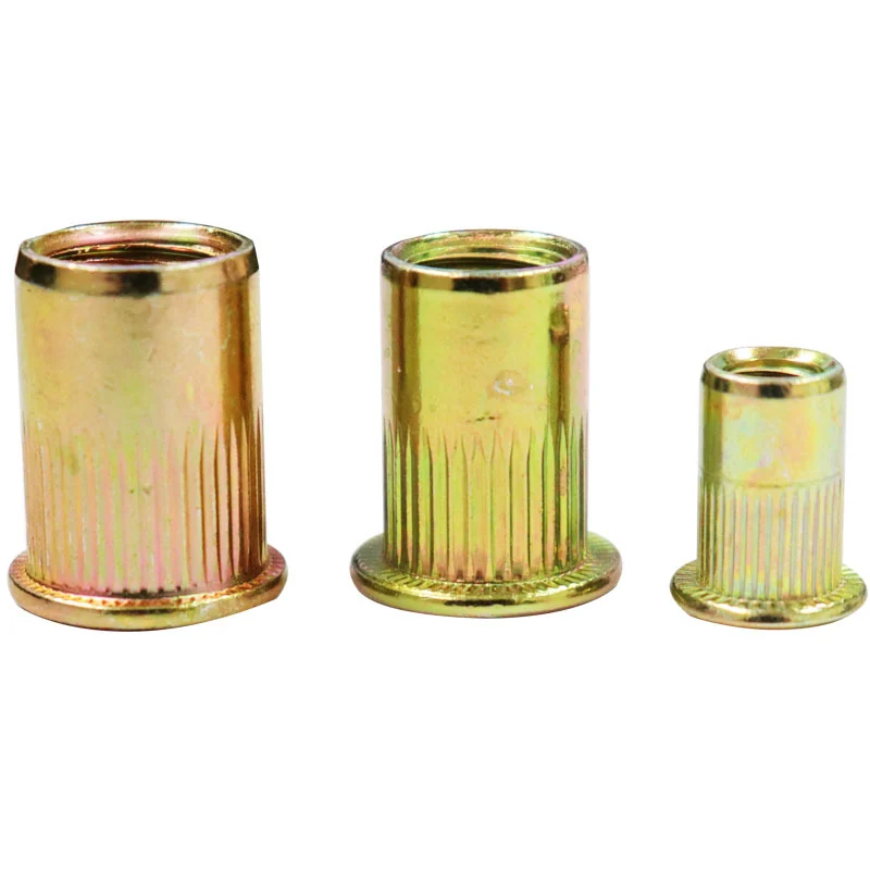 Rivet Nuts Flat Head Straight Knurl Knurled Plated Yellow Zinc-Plated Rivet Nuts Through Hole Rivet Nuts Rivet Nuts Radram.M3M6M8