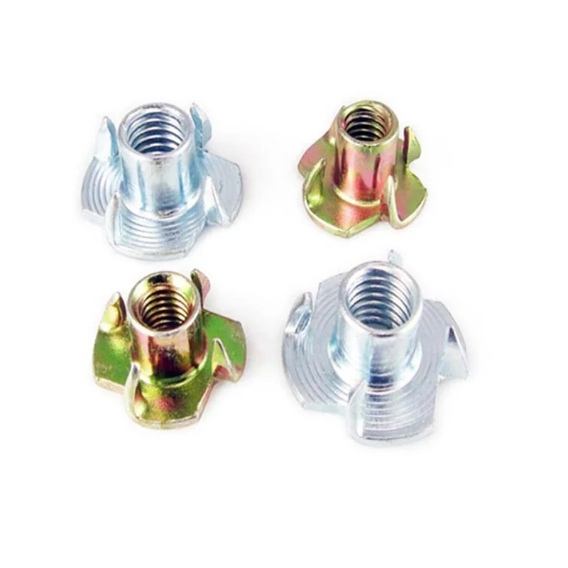 Guangdong Thick Four-Prong T-Nuts Claw Nuts Wood Plate Insert Nuts Furniture Four-Prong Screw