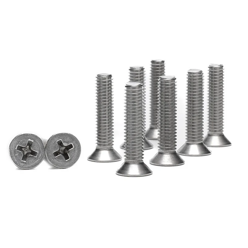 Mu Jin.201 Stainless Steel Cross-Recessed Countersunk Head Screws Cross-Recessed Screws / Flat Head Cross-Recessed Bolts Machine Small Head Screws GB819 / M2-M12