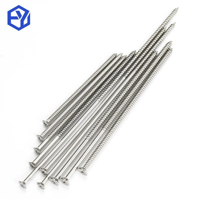 304 Stainless Steel Cross-Recessed Countersunk Head Woodworking Long Self-Tapping Screws Flat Head Wood M4