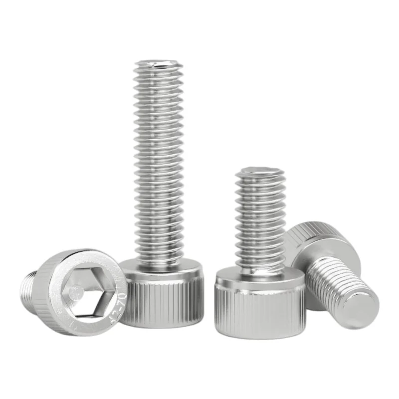 304 Stainless Steel Knurled Socket Head Cap Screws Cylindrical M2-M16