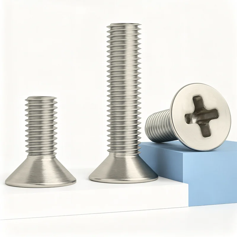 KM Machine-Thread Cross-Recessed Countersunk Head Screws Flat Head Carbon Steel Iron Nickel-Plated Chinese National Standard High-Strength Hardened GB819M2M2.3