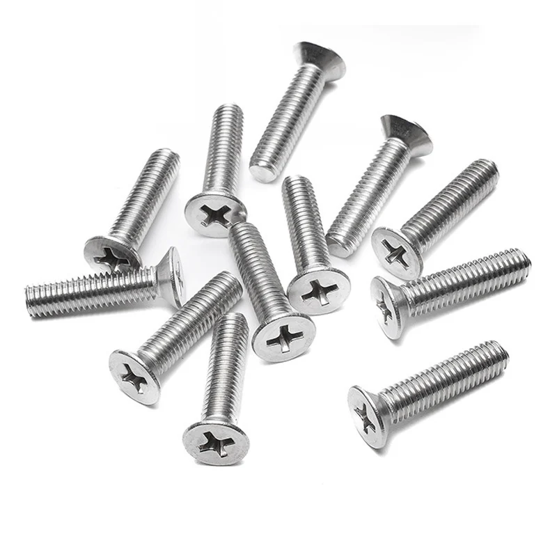 Mu Jin.201 Stainless Steel Cross-Recessed Countersunk Head Screws Cross-Recessed Screws / Flat Head Cross-Recessed Bolts Machine Small Head Screws GB819 / M2-M12