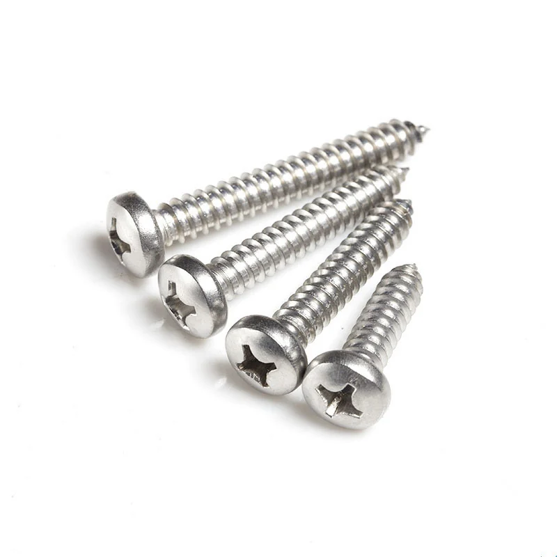 304 Stainless Steel Pan Head Self-Tapping Screws Cross-Recessed Dollar Head Self-Tapping Screws GB845PA Cross Recess Pointed Tip Self-Tapping Screws