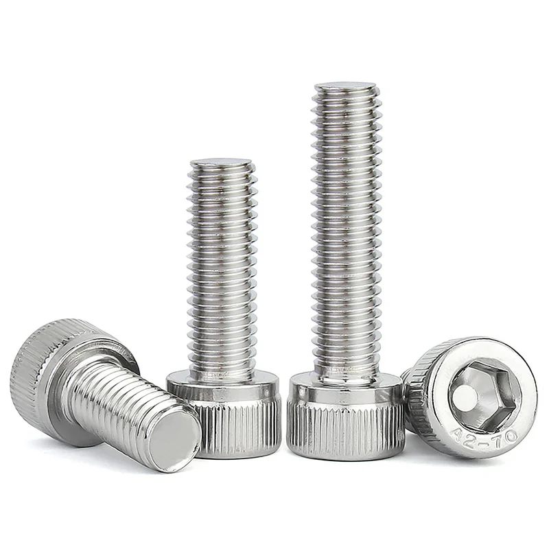 304 Stainless Steel Socket Head Cap Screws M3M4M5M6M8 Socket Cap Head Bolts Cylindrical Head Hex Socket Knurled Machine Screws