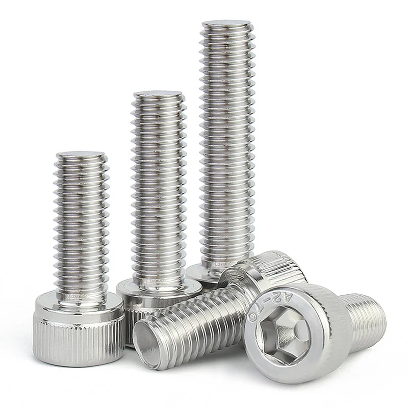 304 Stainless Steel Socket Head Cap Screws M3M4M5M6M8 Socket Cap Head Bolts Cylindrical Head Hex Socket Knurled Machine Screws