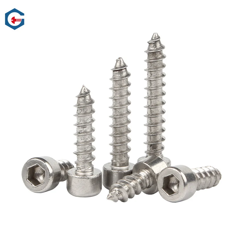 304 Stainless Steel Cylindrical Head Hex Socket Self-Tapping Screws Socket Cap Head Not available Knurled Pointed Tip Screws M2M3M4M5M6