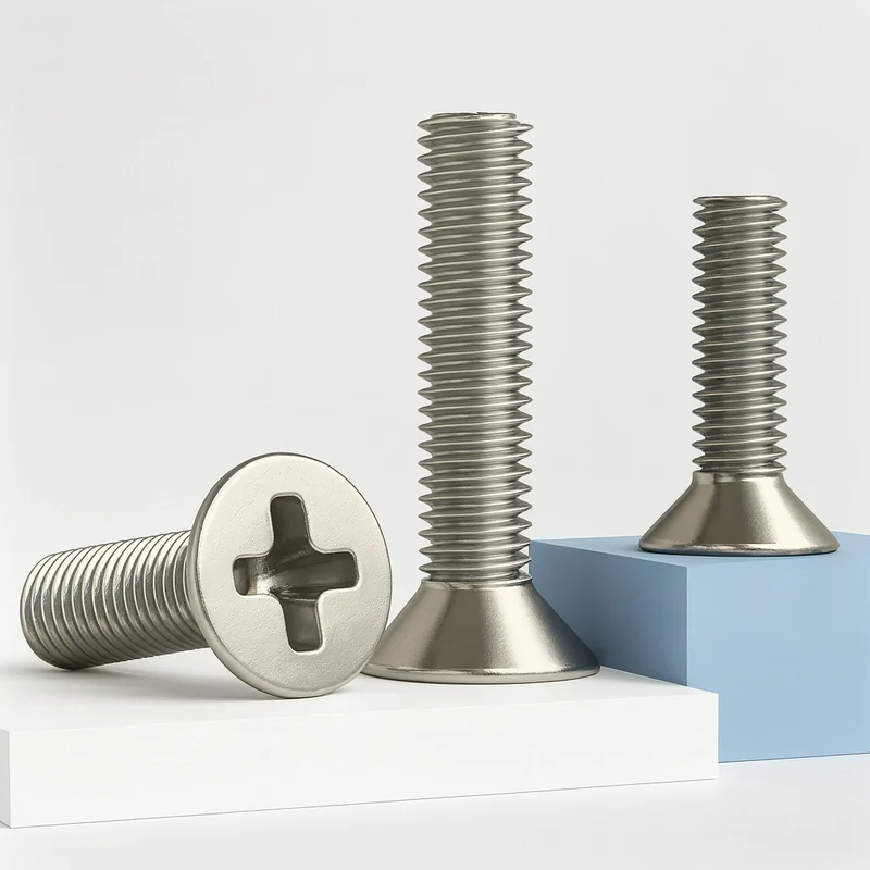 KM Machine-Thread Cross-Recessed Countersunk Head Screws Flat Head Carbon Steel Iron Nickel-Plated Chinese National Standard High-Strength Hardened GB819M2M2.3