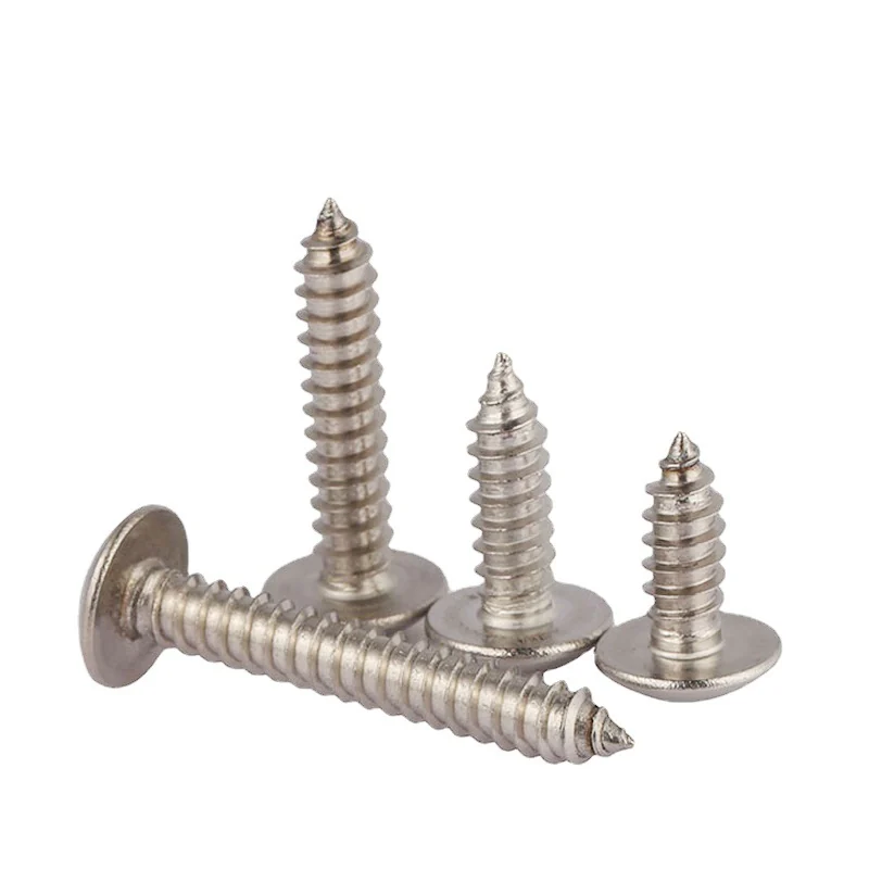 304 Stainless Steel Cross-Recessed Large Truss Head Self-Tapping Screws Pointed Tip Mushroom Head Truss Head