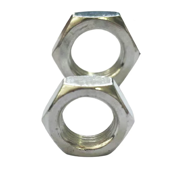 Hex Thin Nuts Chinese National Standard Carbon Steel Stainless Steel Plated Yellow Zinc-Plated Hex Flat Nut Cap Lighting Fine Thread Hot Zinc-Plated Flat Nuts
