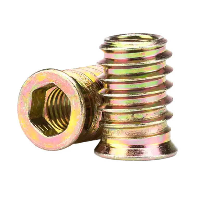 Iron Yellow Zinc-Plated With Washer Internal and External Thread Nuts Hex Socket Countersunk Head Screws Countersunk Head Embedded Furniture Screws Chain Joining Pieces M4-M10
