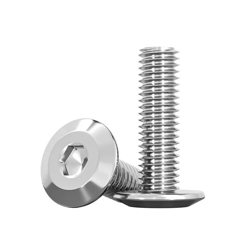 304 Stainless Steel Chamfered Hex Socket Screws Large Flat Head Furniture M2M3M4M5M6M12