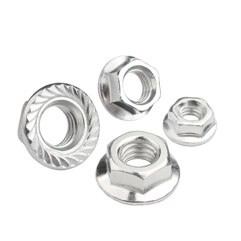 Iron Zinc-Plated Hex Flange Nuts M3M4M5M6M7M8M10M12 Anti-Slip With Washer Locking