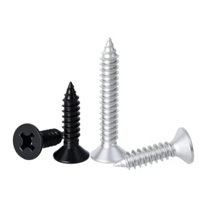 304 Black Stainless Steel Countersunk Head Self-Tapping Screws Plated Zinc-Flake Coated Silver Color Cross-Recessed Flat Head Self-Tapping Screws M3M4M5
