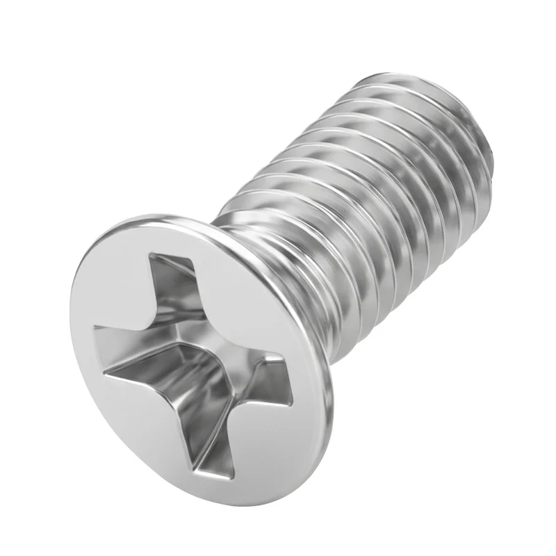 304 Stainless Steel Machine-Thread Fully Threaded Cross-Recessed Countersunk Head Screws Small M2-M4 Flat Head Flat End Electronics