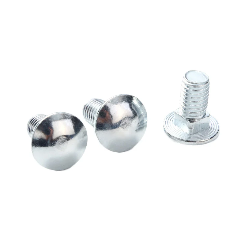White Zinc-Plated Button Head Square Neck Bolts Carbon Steel 4.8Level Carriage Bolts Shelving Bridge Fixing Full Threaded Zinc-Plated