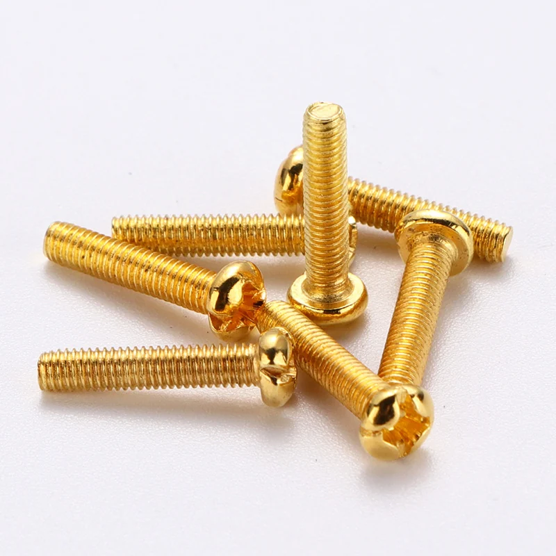 Copper-Plated Cross-Recessed Machine Screws Round Head Screws M3M4M5M6Kim. Color Screws Lighting Round Head Cross-Recessed Machine Thread Screws Threaded Rods