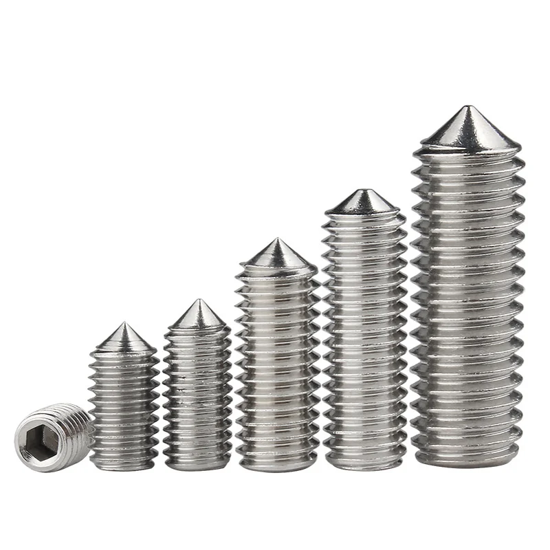 304 Stainless Steel Cone Point Machine m Set Screws Hex Socket Headless M3M4M5M6M8