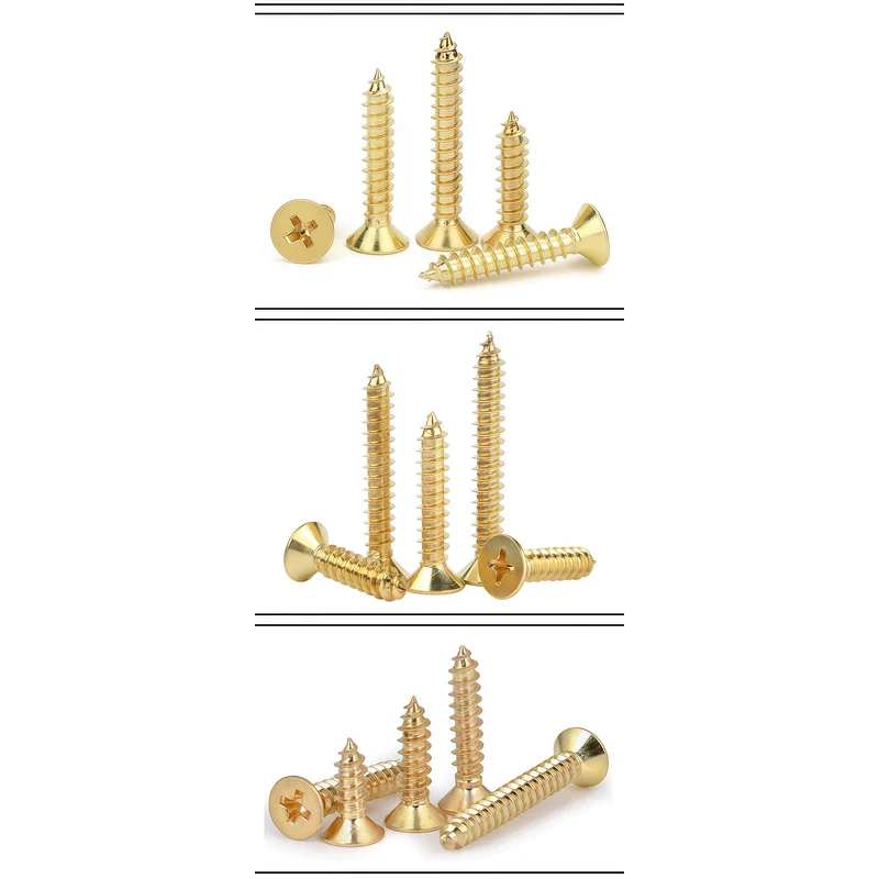 Full Brass Cross-Recessed Countersunk Head Self-Tapping Screws KA Kim. Color Cross-Recessed Screws M4 M5