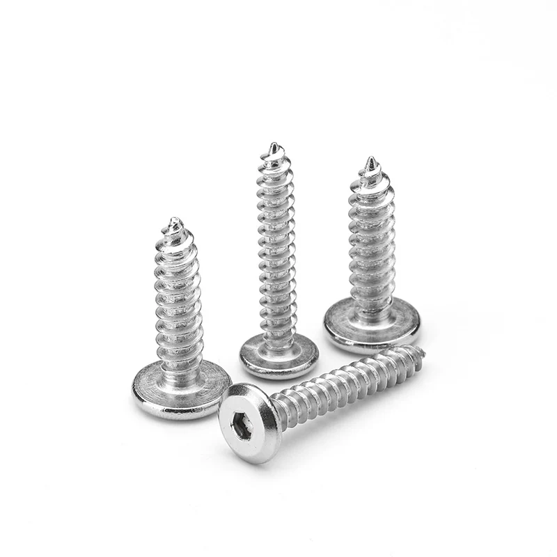 304 Stainless Steel Chamfered Hex Socket Self-Tapping Screws Flat Head M2M3M4M5M6M8