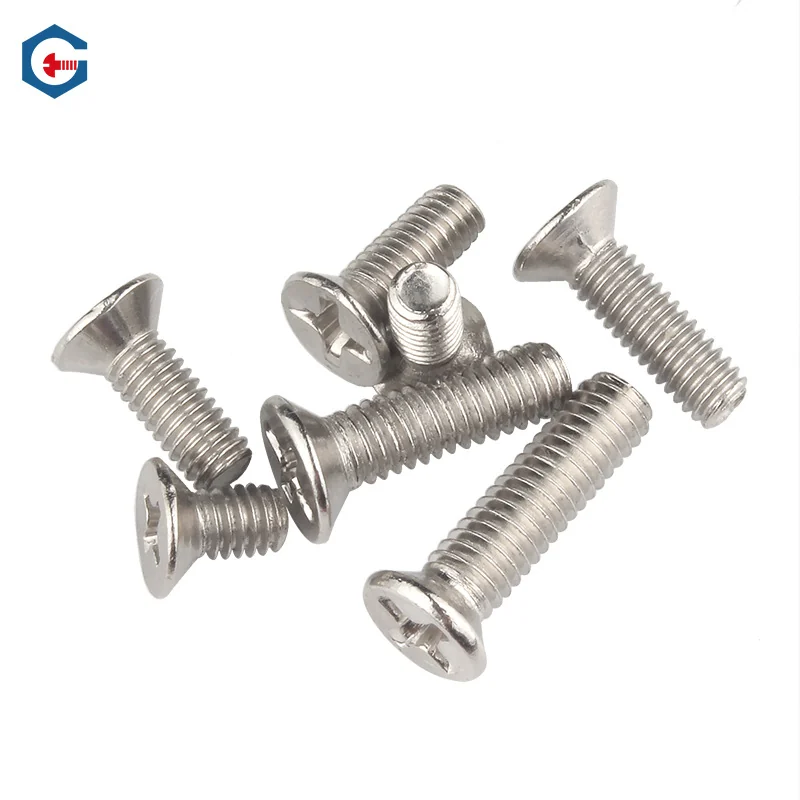 Iron Nickel-Plated Machine-Thread Cross-Recessed Countersunk Head Screws Flat End Flat Head Electronics Black
