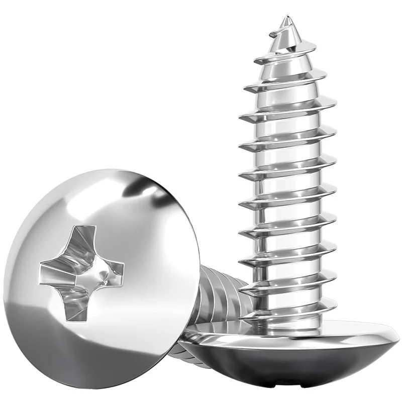 201 Stainless Steel Large Truss Head Cross-Recessed Round Head Self-Tapping Screws Truss Head Wood Recess M3M4M6