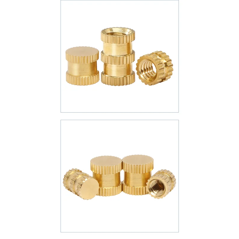 Injection-Molding Copper Knurled Threaded Inserts Through Hole Insert Blind Hole Copper Nut Imperial Straight Knurl Embedded Pieces M1-M10