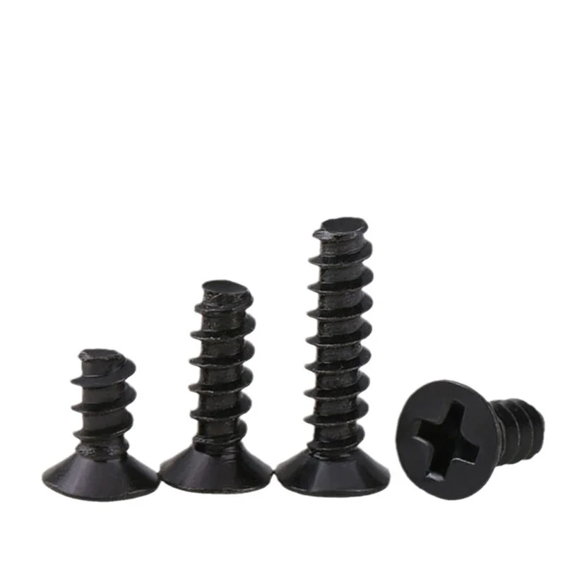 KB Black Cross-Recessed Flat Head Self-Tapping Screws Countersunk Head Flat End M2/M3/M4/M5