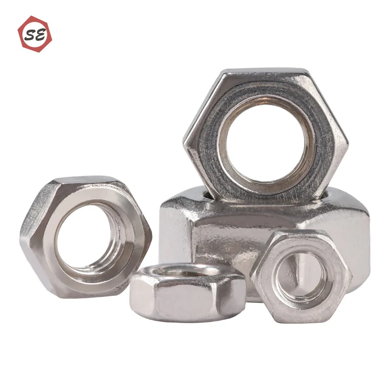 304 Stainless Steel Fine Thread Hex Nuts 201 316 Left-Hand Thread