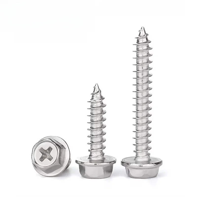8.8Cascades Head Hex Flange Cross-Recessed Self-Tapping Screws GBWA With Washer Hex Head Anti-Slip With Tooth Self-Tapping Screws