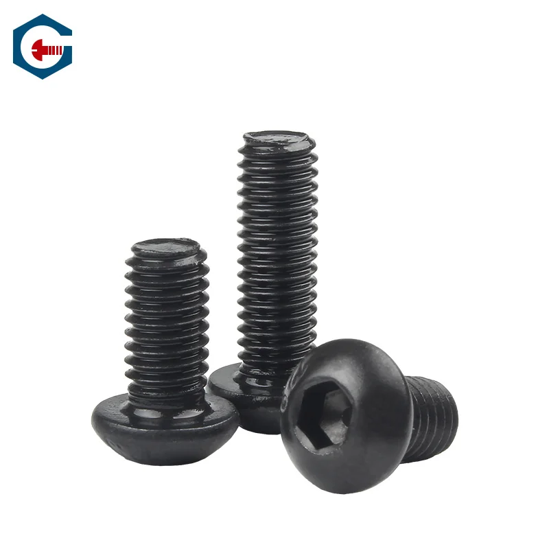 Grade 10.9 Iron Blackened Round Head Hex Socket Screws 304 Stainless Steel Pan Head Mushroom Head