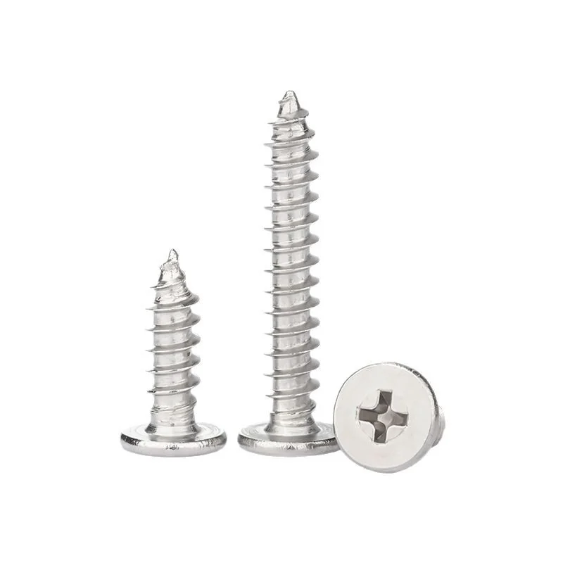 304 Stainless Steel Cross-Recessed Large Flat Head Self-Tapping Screws CA Flat Head Thin Flat Head M4
