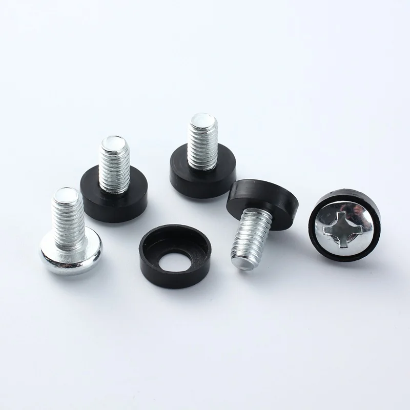 Crown Fastener Kits Screws With Black Ring Pan Head Cross-Recessed Equipment Cabinet Screws Card type Nuts