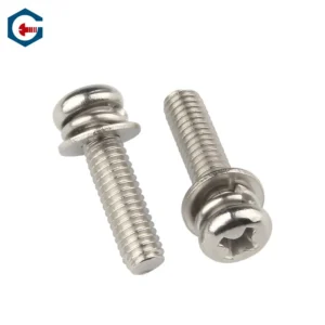Nickel-Plated Cross-Recessed Round Head III Combination Screws Yellow Zinc-Plated Pan Head With Flat Washers Spring Washers Combination Stainless Steel Bolts Screws