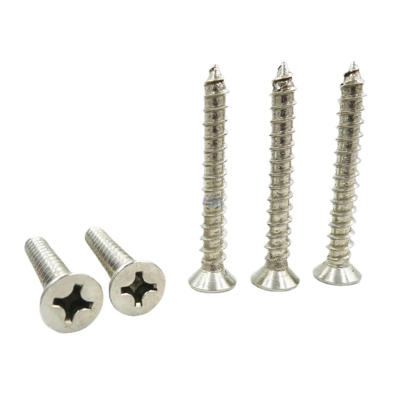 Stainless Steel Screws 304 Countersunk Head Self-Tapping Screws Cross-Recessed Flat Head Standard ALevel Screws