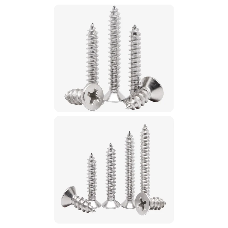 304 Stainless Steel Cross-Recessed Countersunk Head Self-Tapping Screws KA Wood Flat Head M1M2M3M4M5M6M8