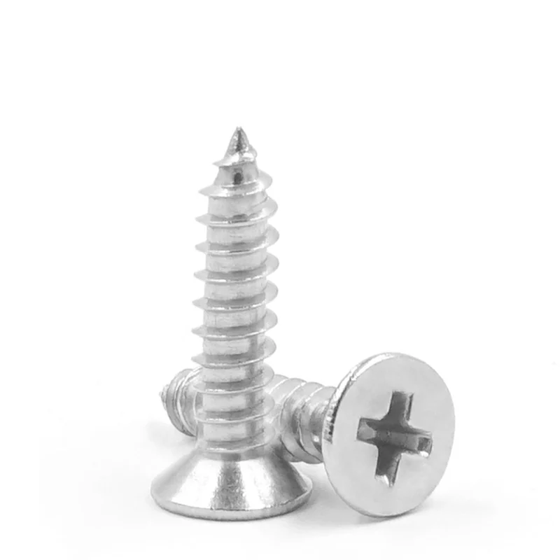 304 Stainless Steel Cross-Recessed Self-Tapping Screws Flat Head KA Wood Thread Countersunk Head