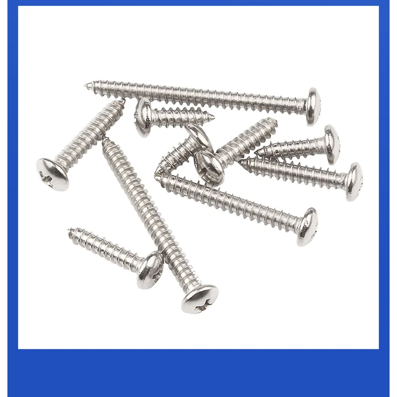 304 Stainless Steel Pan Head Cross-Recessed Round Head Self-Tapping Screws GB845 -PA Pointed Tip