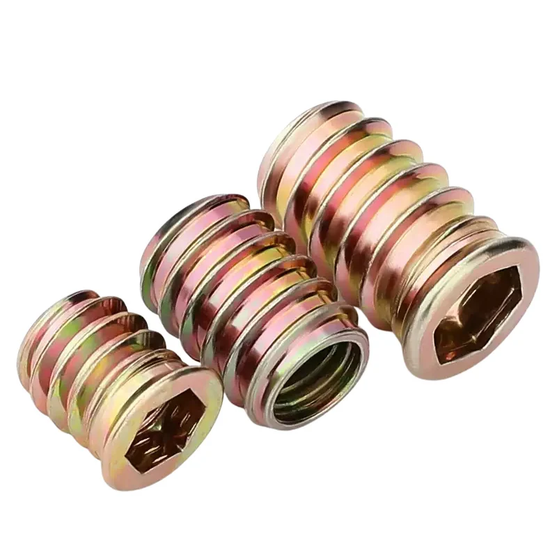 Iron Yellow Zinc-Plated With Washer Internal and External Thread Nuts Hex Socket Countersunk Head Screws Countersunk Head Embedded Furniture Screws Chain Joining Pieces M4-M10