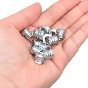 Imperial / Metric White Zinc-Plated Countersunk Head Internal and External Threaded Insert Nuts Furniture Embedded Woodworking Connecting Pieces M4M5M6M8