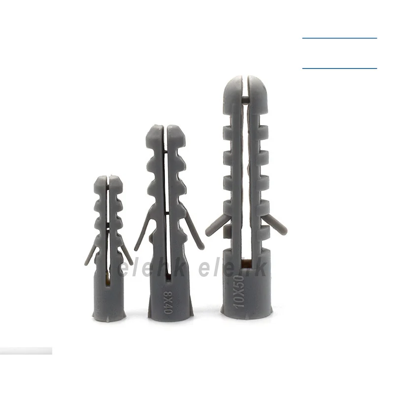 Nylon Wall Plugs White Ash Color Plastic Expansion Tube Fish Screws Expansion Tube Plastic Expansion Bolts M6M8