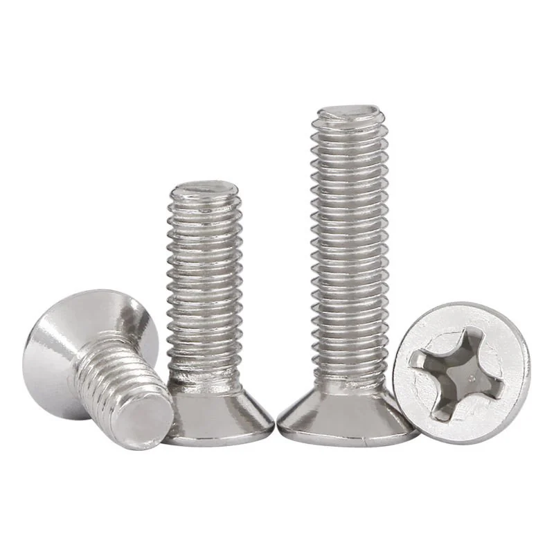 Cross-Recessed Countersunk Head Screws Machine Thread Machine Thread Nickel-Plated KM Mobile Phone Electronics Small Screws Cross-Recessed Flat Head Fine Thread Hardened M1.2-M5Series