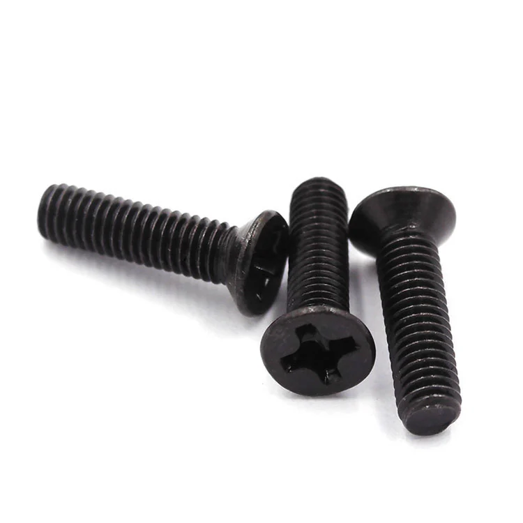 KM Iron Black Hardened Cross-Recessed Countersunk Head Screws Small Computer Electronics Flat Head Machine M1-M6